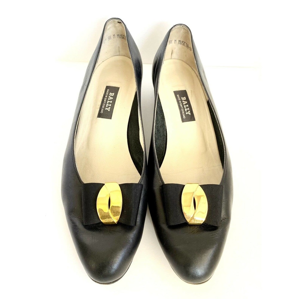 Bally Gold Bow MUSETA  Leather Pumps Shoes 9.5 M